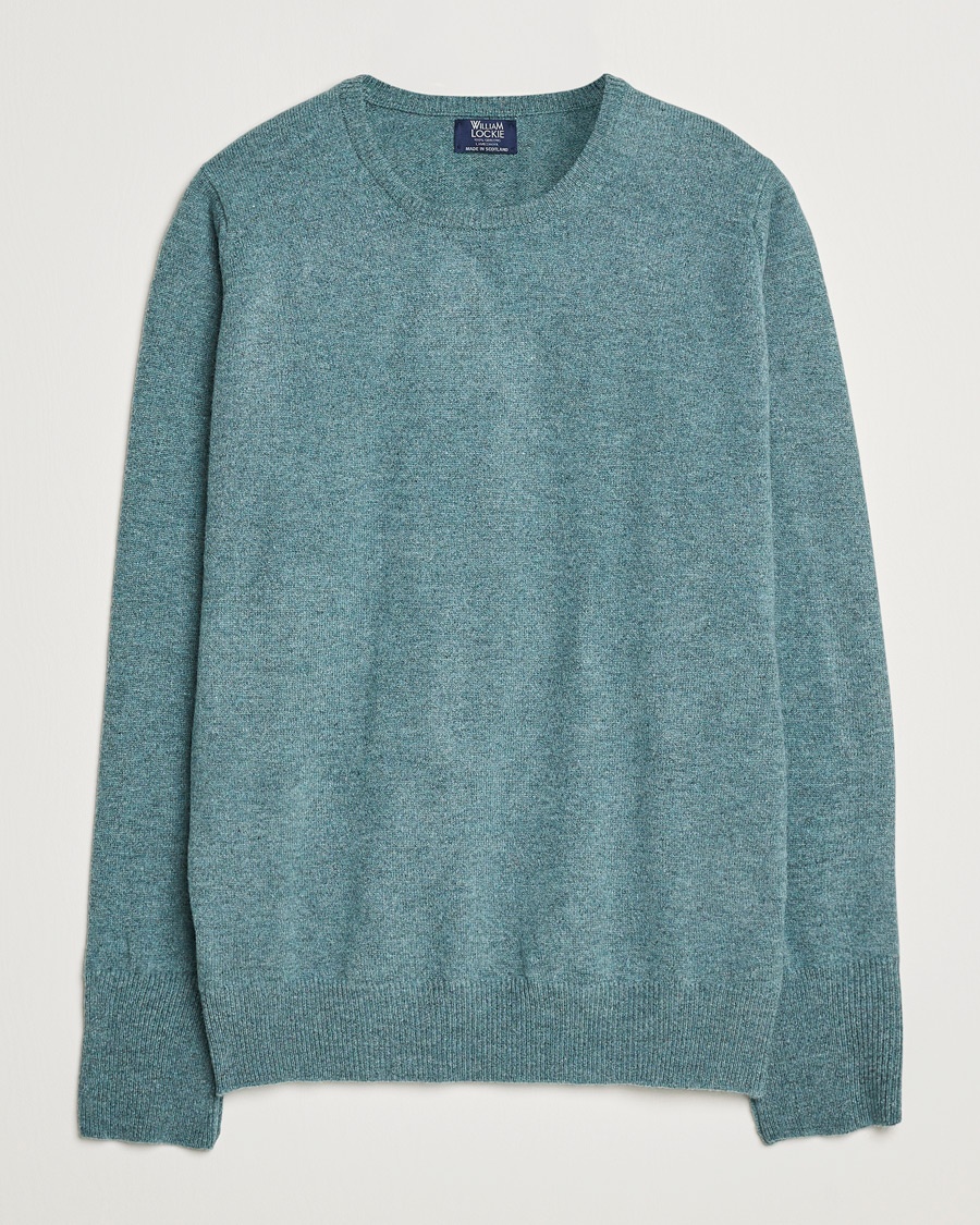 William Lockie Rob Lambswool Crewneck Caspian – Grønn