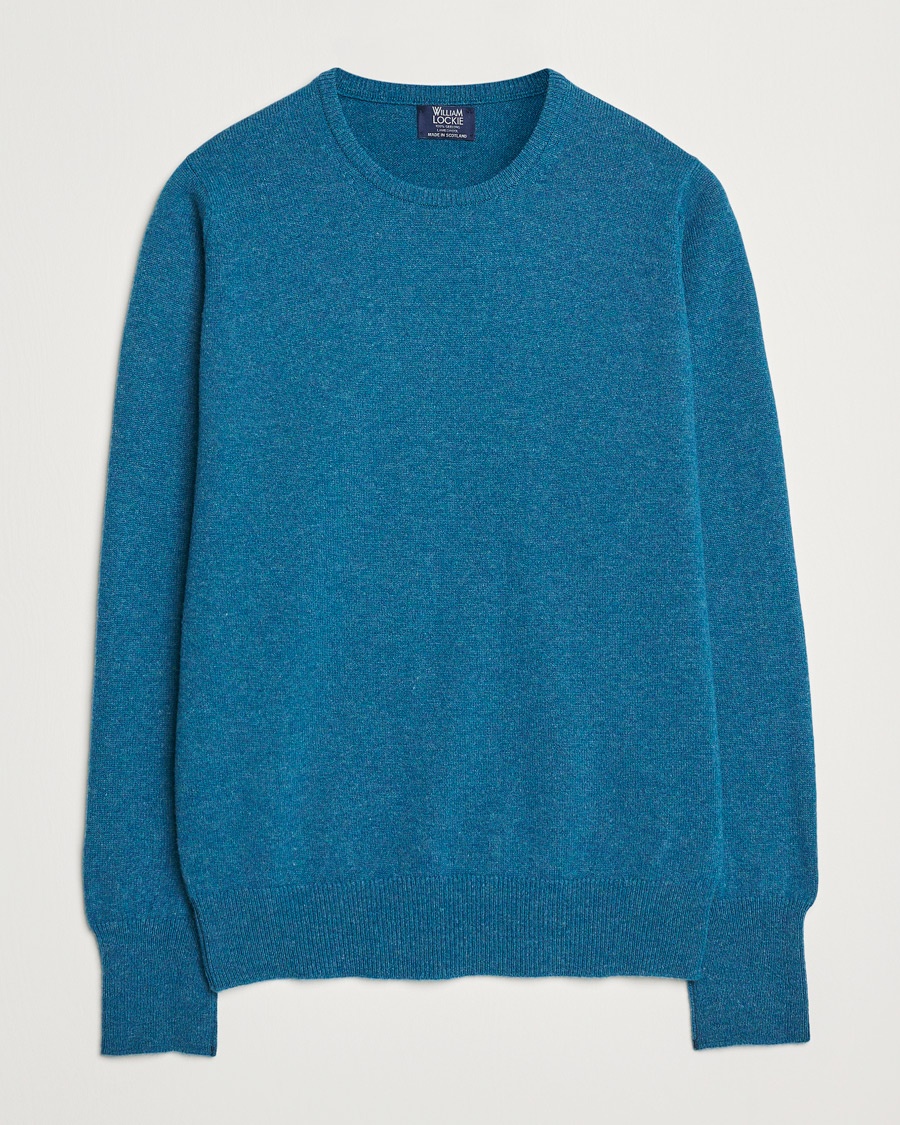 William Lockie Rob Lambswool Crewneck Mallard – Blå