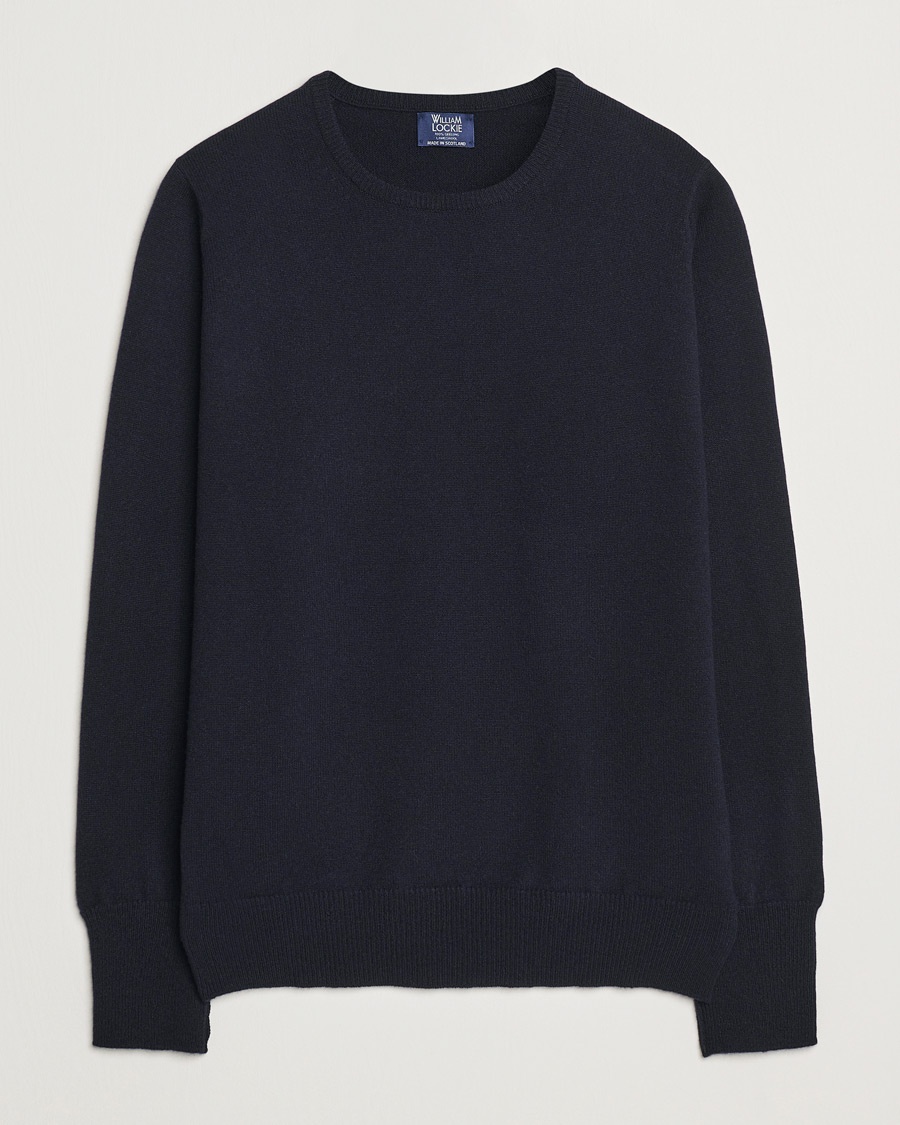 William Lockie Rob Lambswool Crewneck Navy – Blå