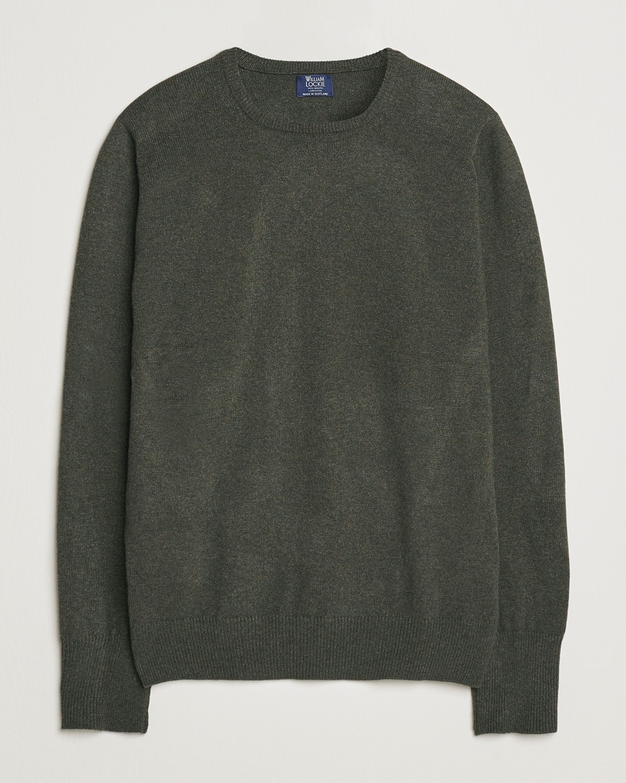 William Lockie Rob Lambswool Crewneck Seaweed – Grønn