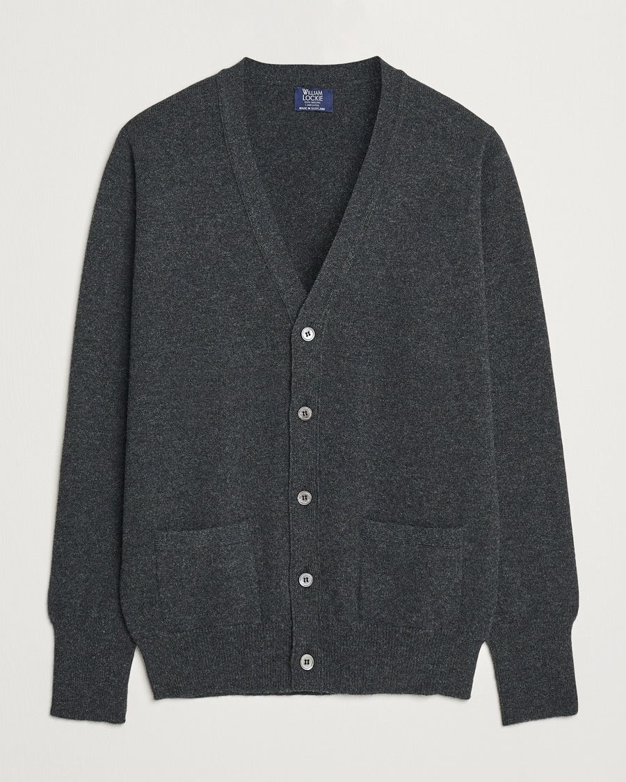 Herre | Klær | William Lockie | Rob Lambswool Cardigan Charcoal
