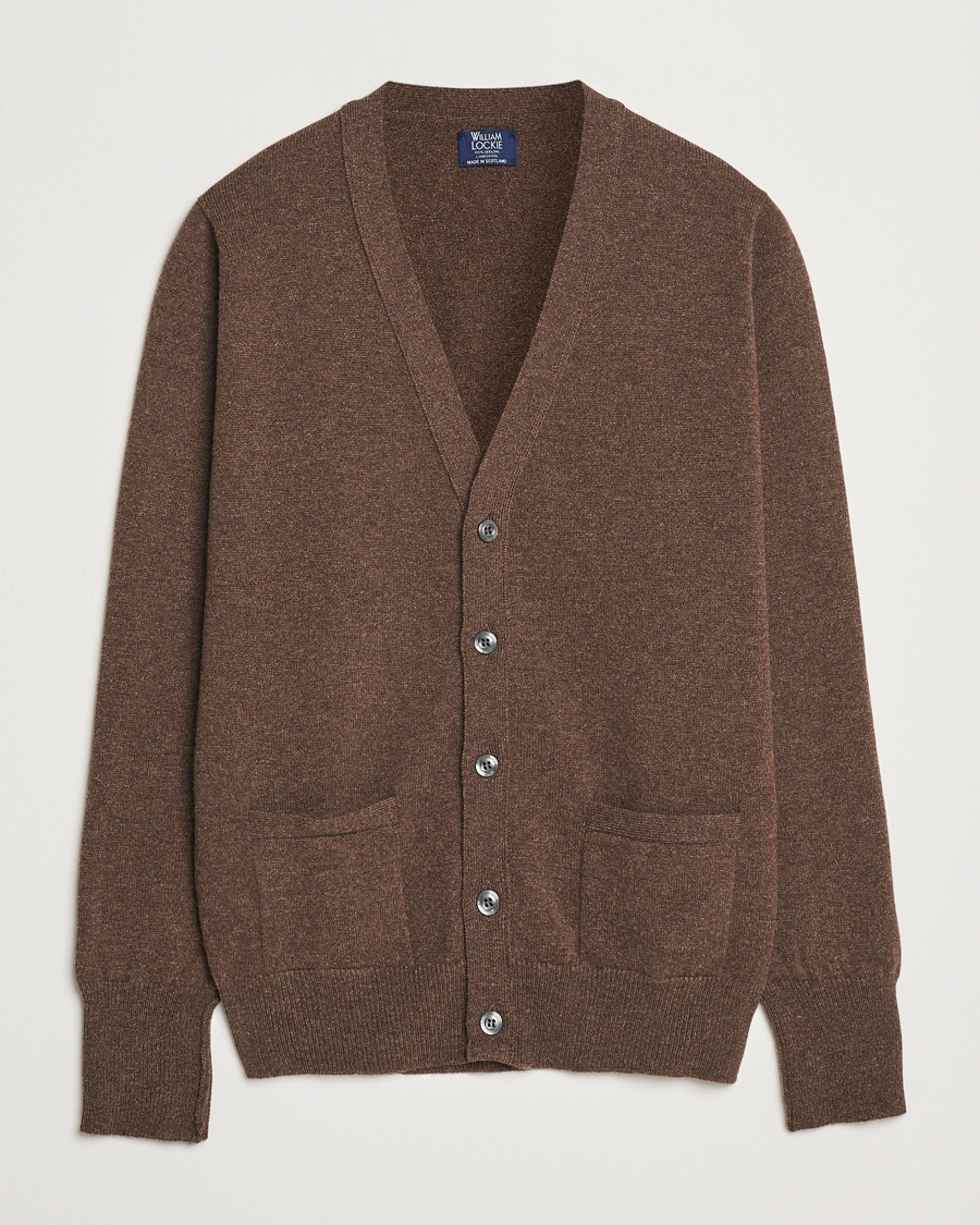 William Lockie Rob Lambswool Cardigan Mocha – Brun