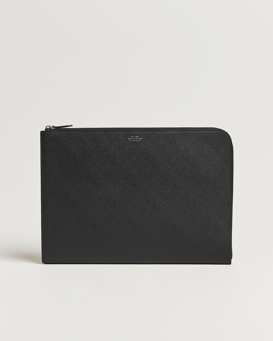Smythson Panama Large Laptop Case Black – Svart