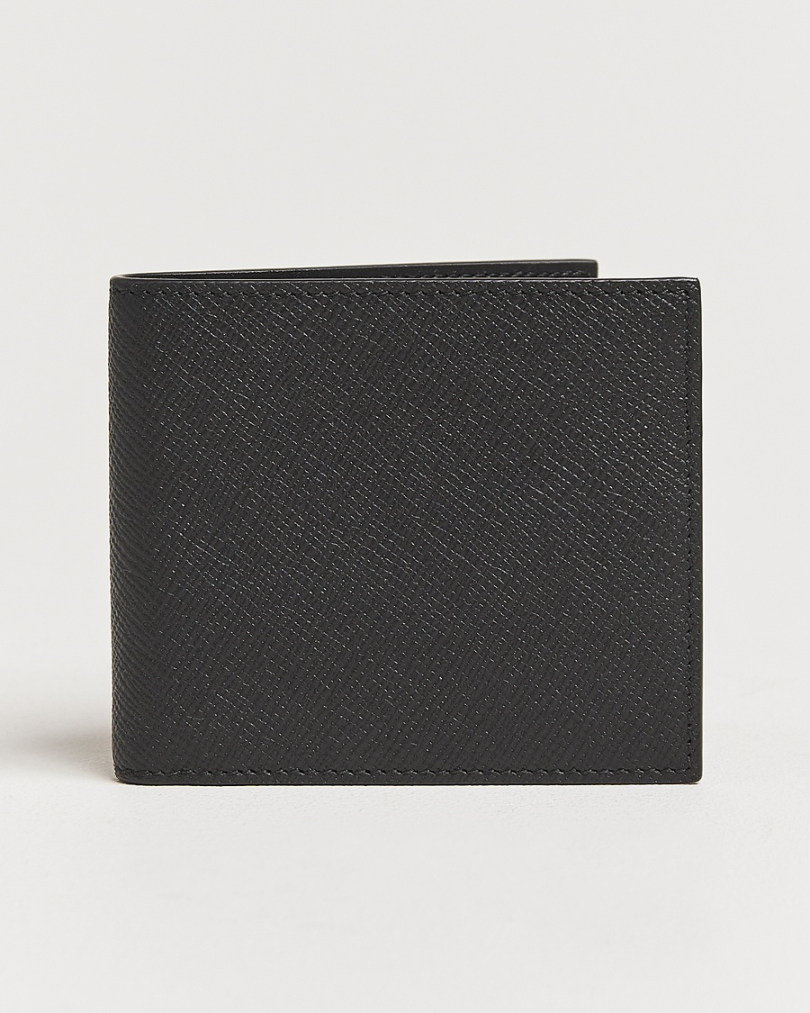 Smythson Panama 6 Card Leather Wallet Black – Svart