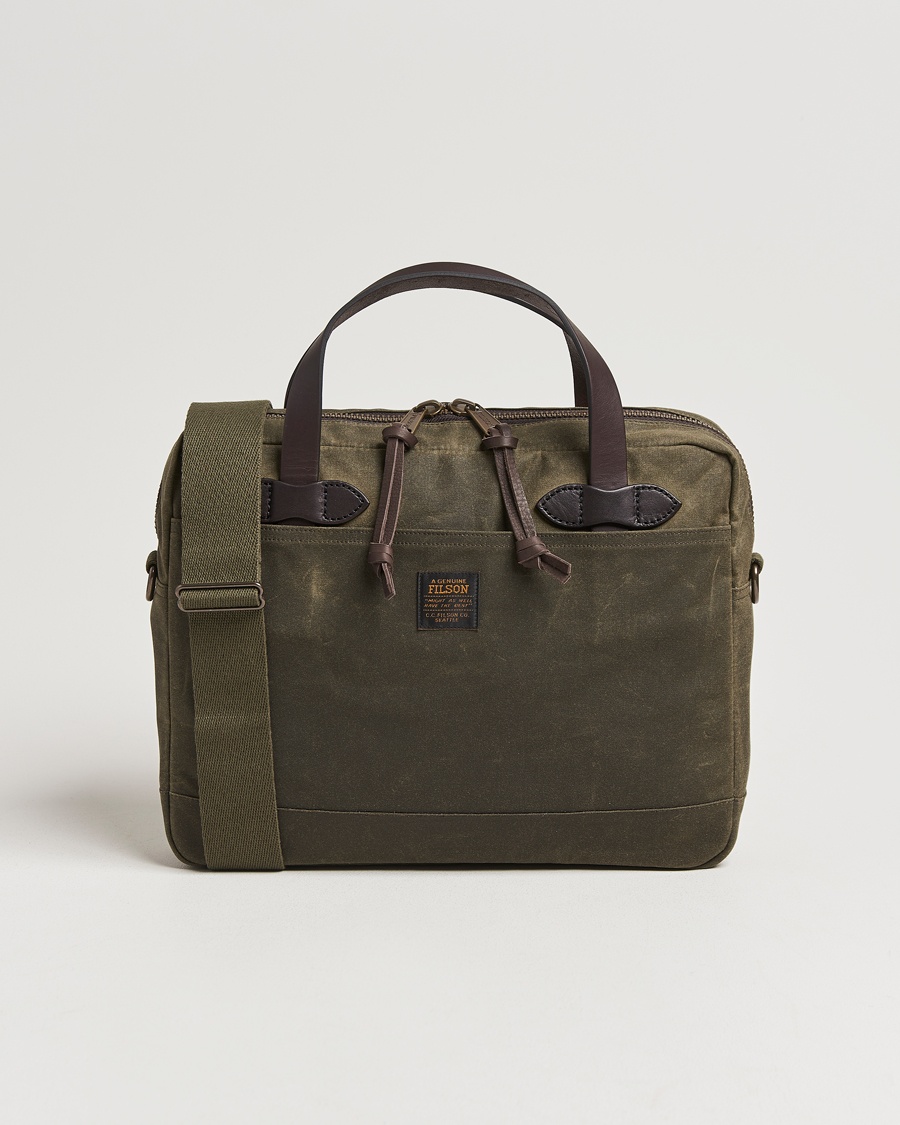Filson Tin Cloth Compact Briefcase Otter Green – Grønn