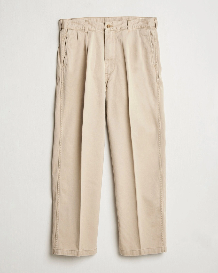 orSlow Two Tuck Wide Trousers Khaki – Beige