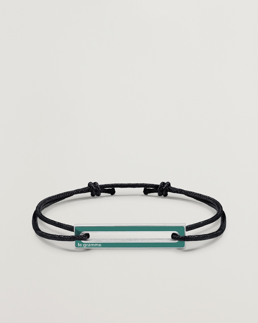 LE GRAMME Lacquered Cord Bracelet Green – Svart