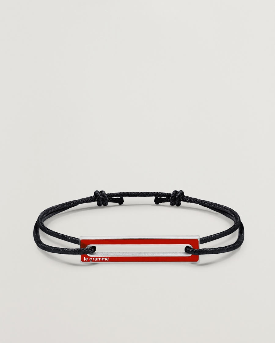 LE GRAMME Lacquered Cord Bracelet Red – Svart