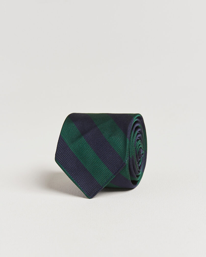 Kamakura Shirts Kamakura ShirtsVintage Ivy Regimental Stripe Silk TieNavy/Green – Blå