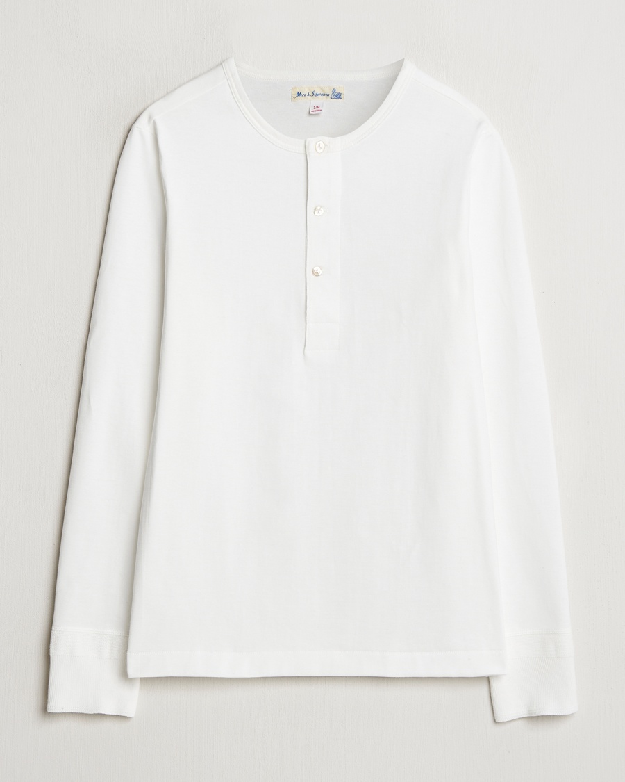 Herre | | Merz b. Schwanen | Classic Organic Cotton Henley Sweater White