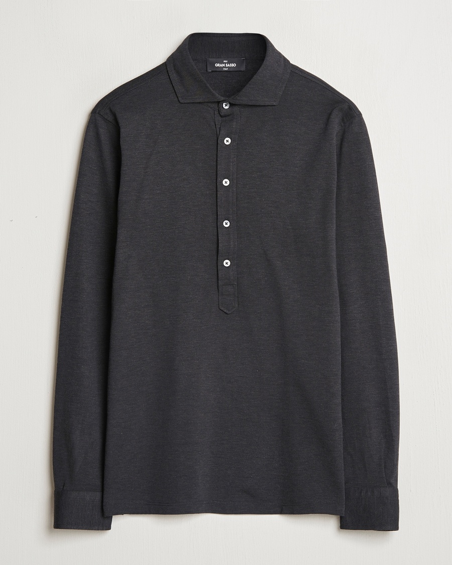Herre | Salg klær | Gran Sasso | Brushed Cotton Popover Shirt Black
