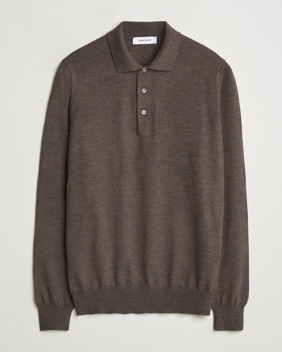Gran Sasso Merino Fashion Fit Polo Brown – Brun