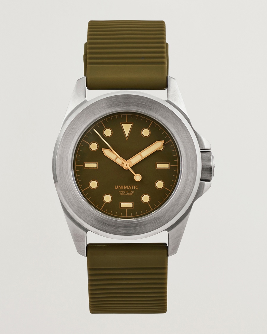 Herre | Rem i gummi | UNIMATIC | Modello Quattro - Limited Watch Olive