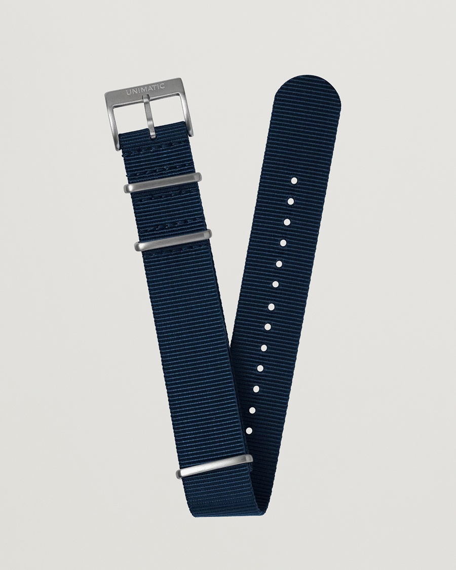 UNIMATIC Nylon Nato Steel 22mm Strap Vintage Navy – Blå