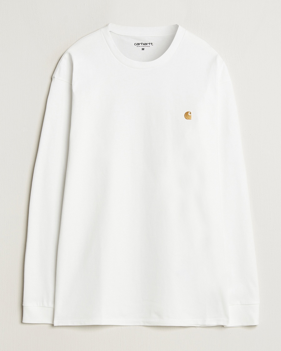 Herre | Carhartt WIP | Carhartt WIP | Chase Combed Cotton Long Sleeve T-Shirt White/Gold