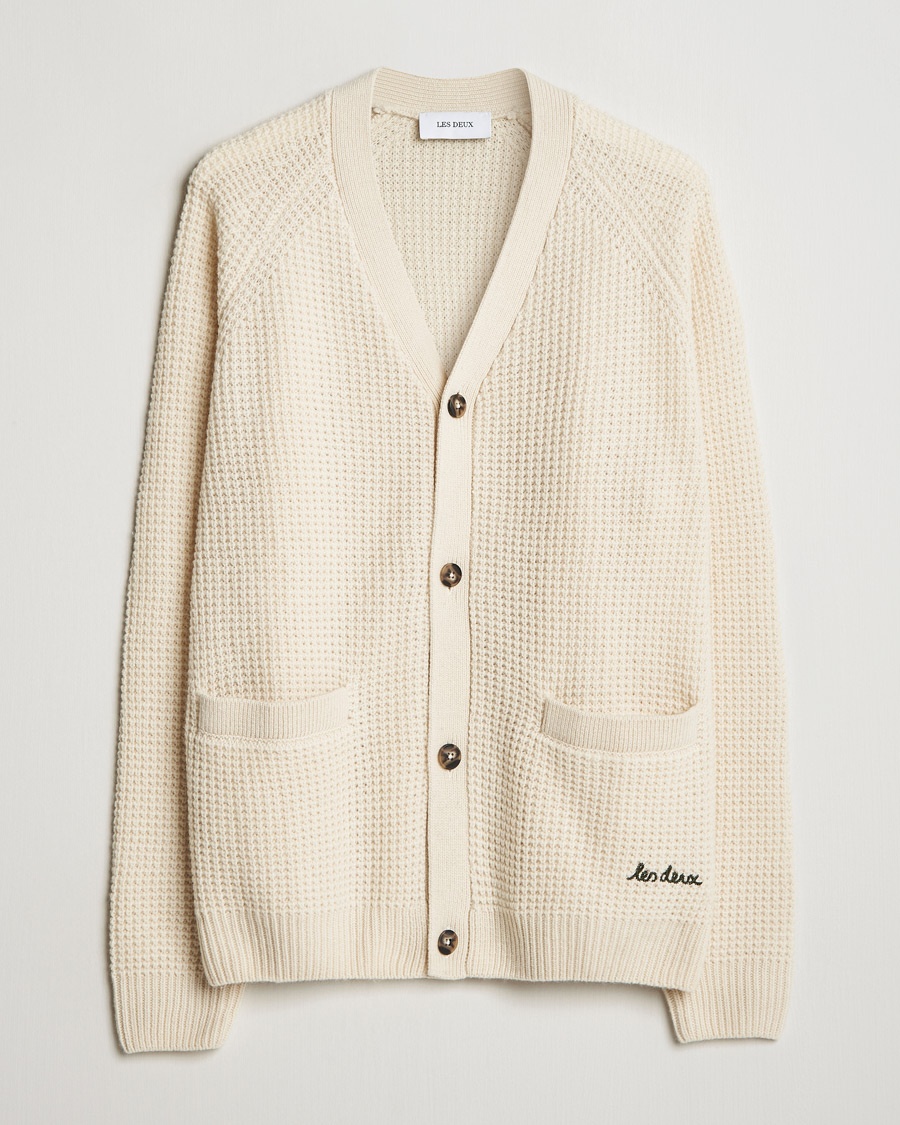Herre | Cardigans | LES DEUX | Grady Waffle Cardigan Ivory