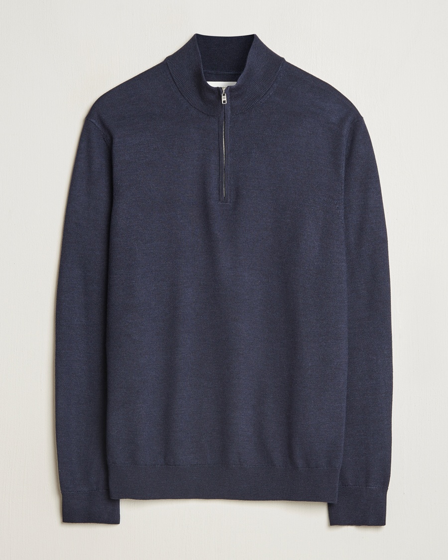 Herre | 40% salg | NN07 | Sergio Merino Knitted Half Zip Navy Melange