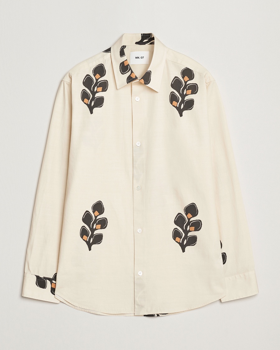 Herre | 40% salg | NN07 | Freddy Printed Cotton/Lyocell Shirt Ivory
