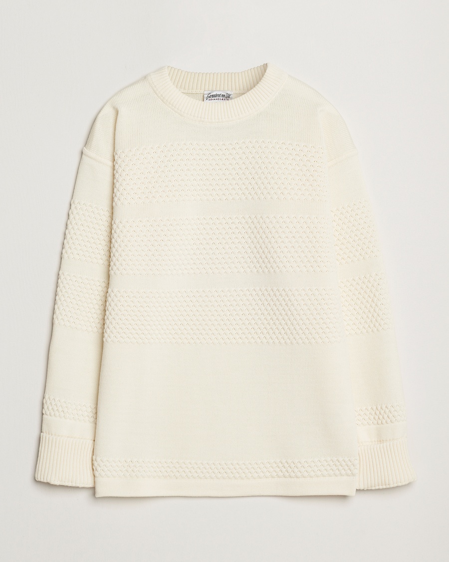 S.N.S. Herning Fisherman Wool Crew Neck Sweater Natural White – Hvit