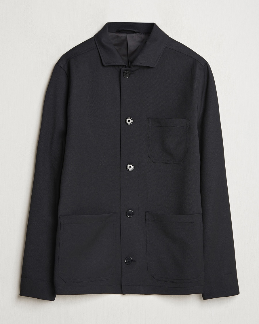 Herre | Overshirts | Filippa K | Louis Wool Gabardine Shirt Jacket Black