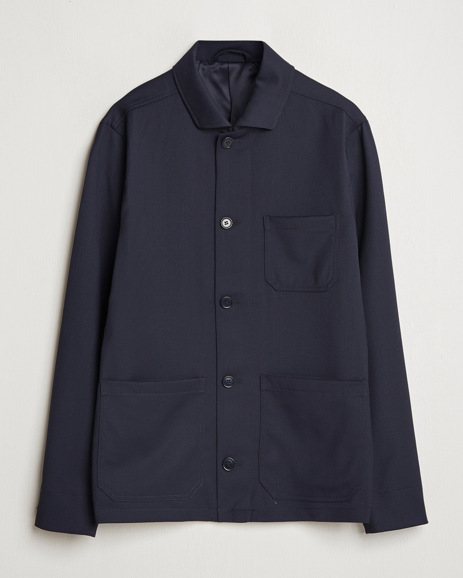 Herre | Overshirts | Filippa K | Louis Wool Gabardine Shirt Jacket Navy