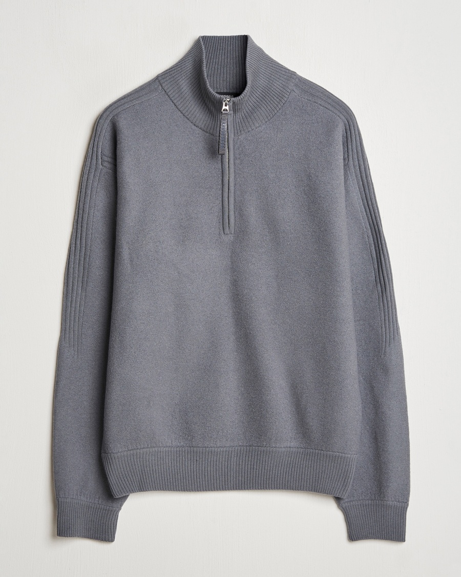 Herre | 40% salg | J.Lindeberg | Bon Boiled Wool Quarter Zip Lava Smoke