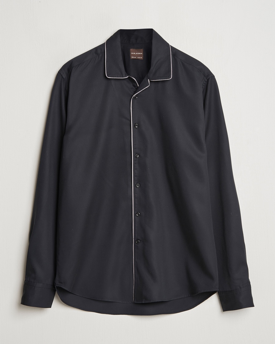 Herre | Skjorter | Oscar Jacobson | Reg Fit Camp Collar Shirt Black