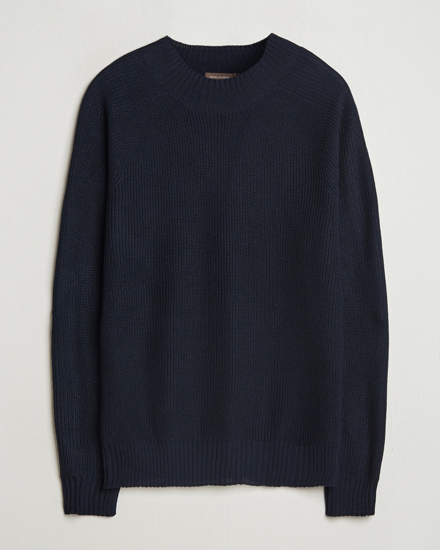 Herre | Klær | Oscar Jacobson | Collins Knitted Wool Turtleneck Navy