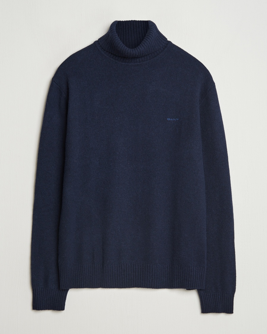 Herre | Pologensere | GANT | Knitted Wool Turtleneck Evening Blue