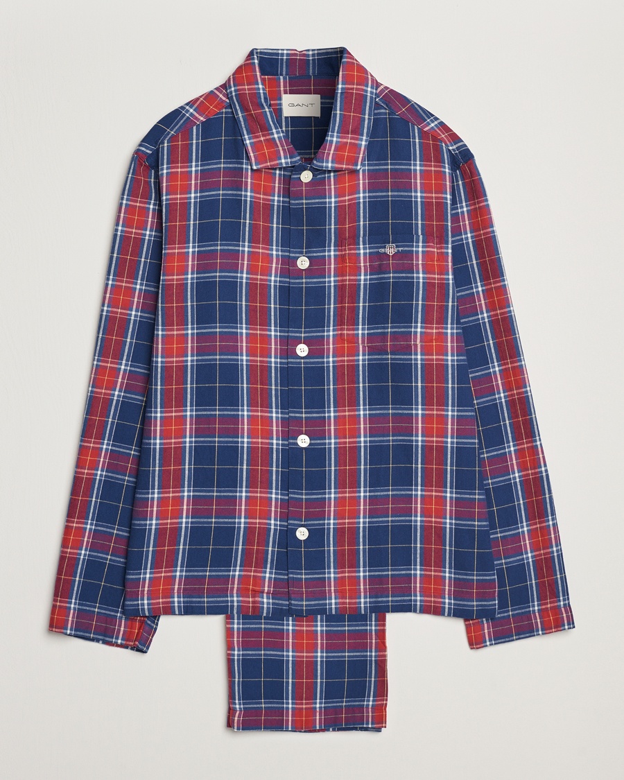 Herre | 40% salg | GANT | Checked Flannel Pyjama Set Persian Blue
