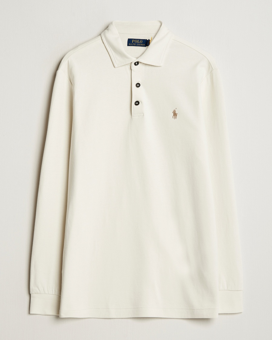 Herre | 20% salg | Polo Ralph Lauren | Double Knit Long Sleeve Polo Parchment Cream