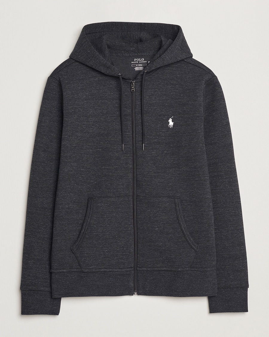 Herre | | Polo Ralph Lauren | Double Knitted Full-Zip Hoodie Black Marl Heather