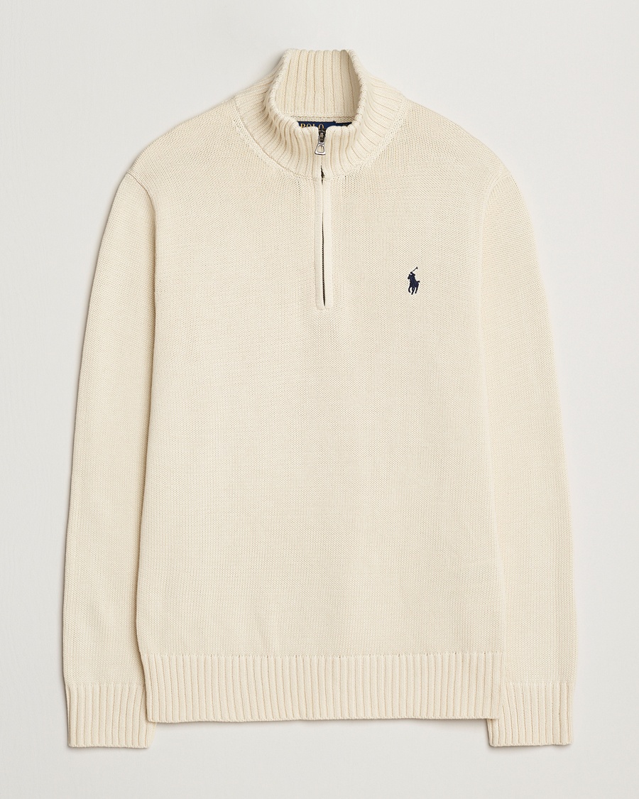 Polo Ralph Lauren Cotton Pullover Half Zip Andover Cream – Hvit