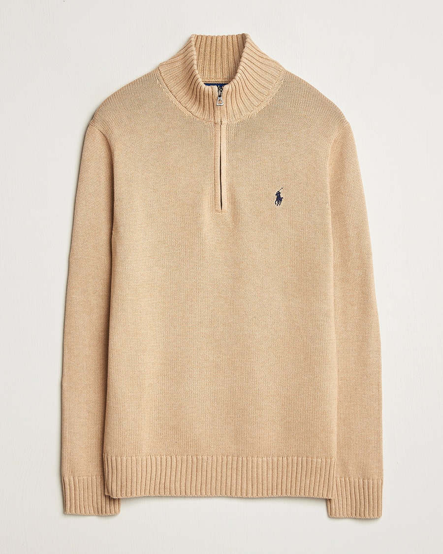 Herre | 20% salg | Polo Ralph Lauren | Cotton Pullover Half-Zip Camel Melange