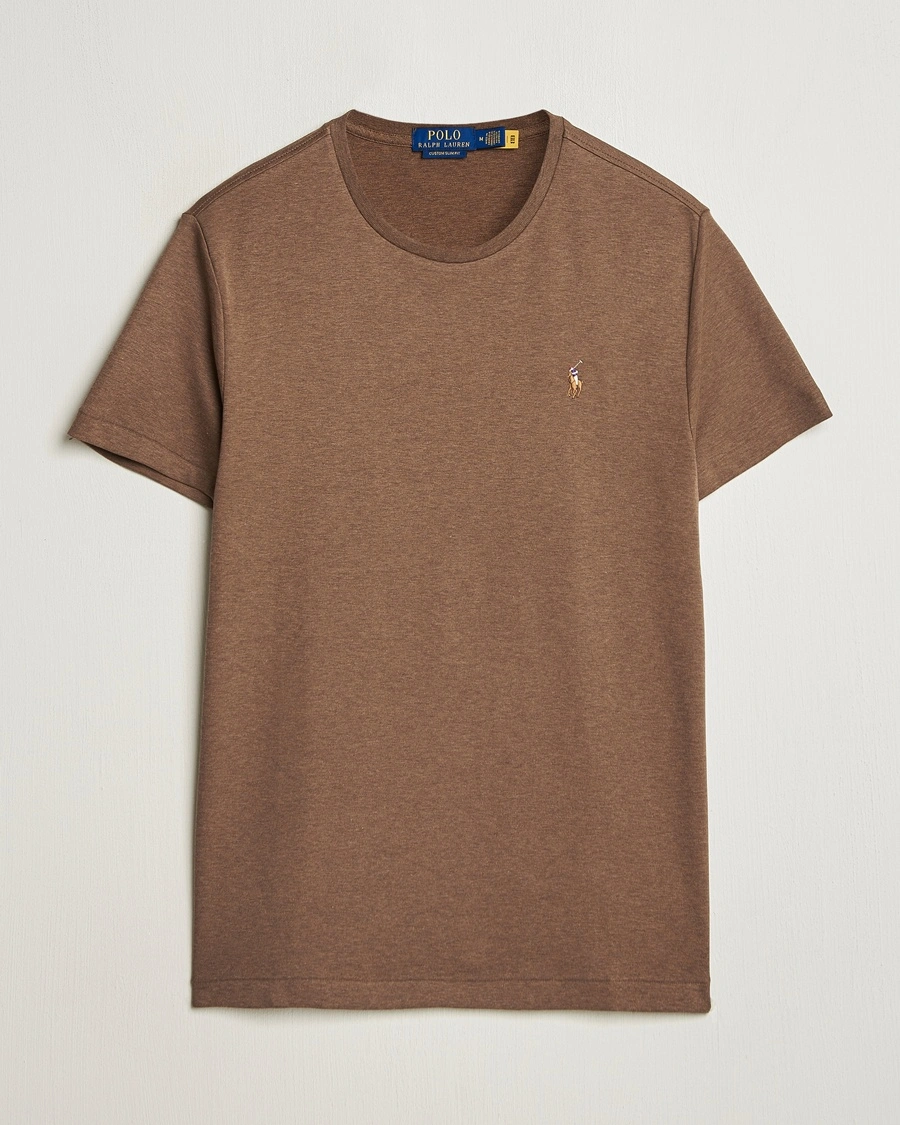 Herre | T-Shirts | Polo Ralph Lauren | Luxury Pima Cotton Crew Neck T-Shirt Cedar Heather