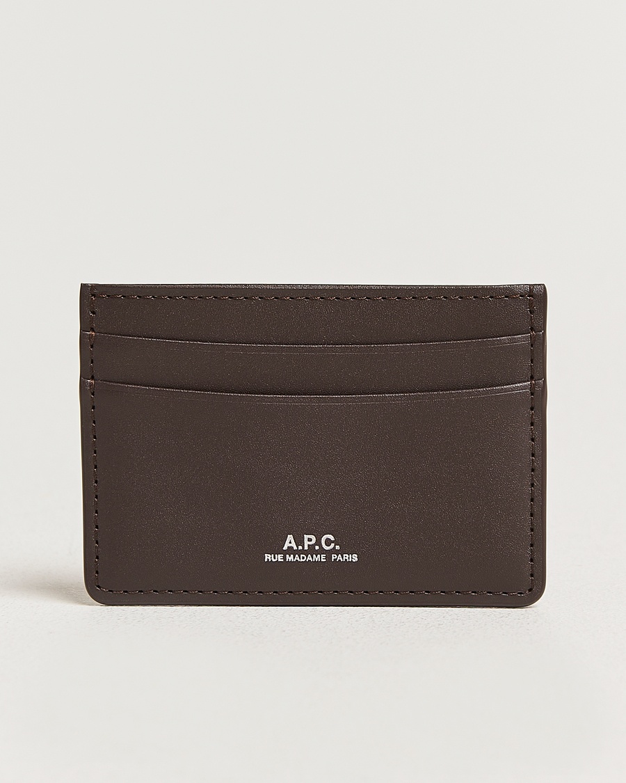 Herre | | A.P.C. | Calf Leather Card Holder Dark Brown