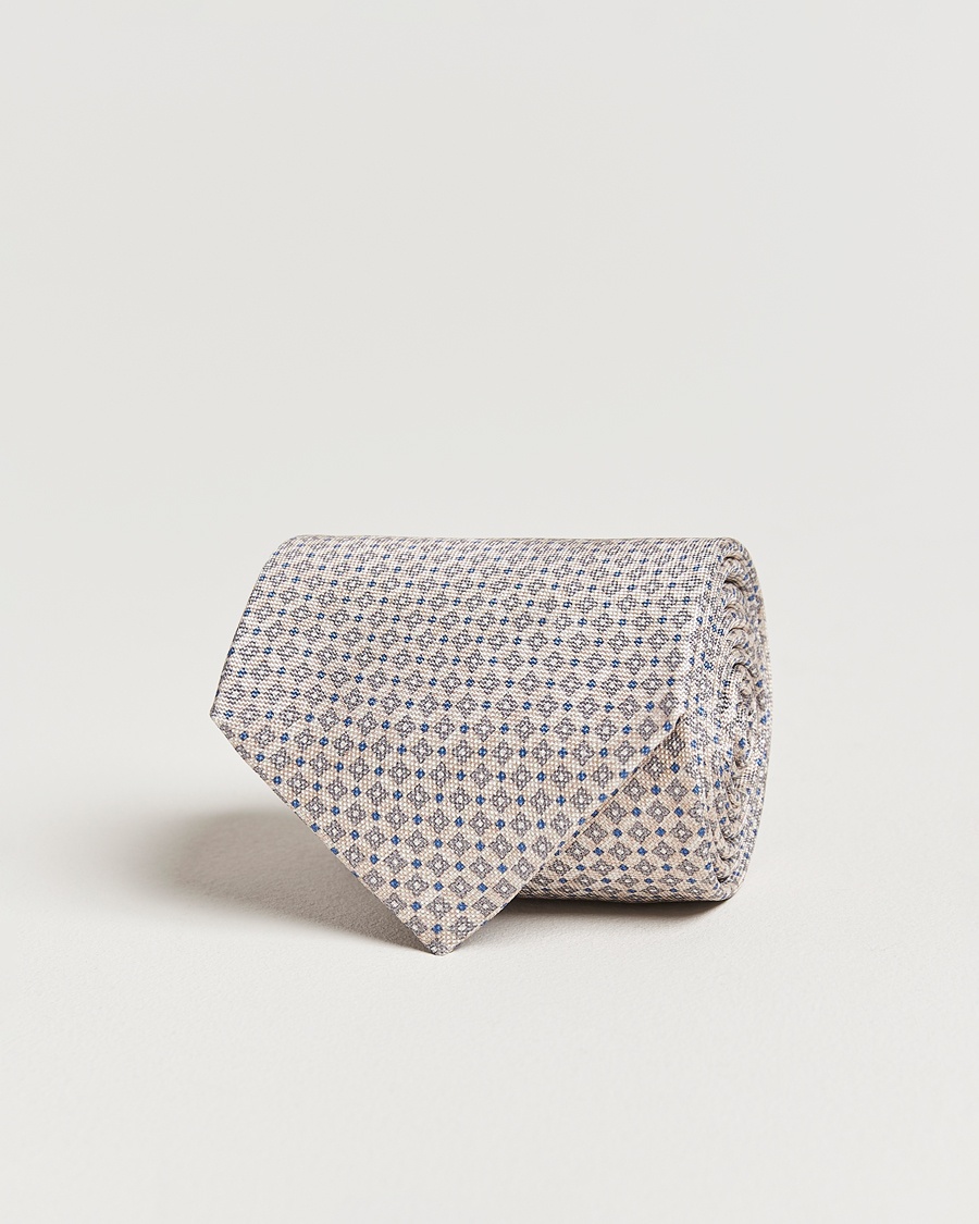 Herre | Business & Beyond | Amanda Christensen | Silk Oxford Printed Micro Flower 8cm Tie Beige