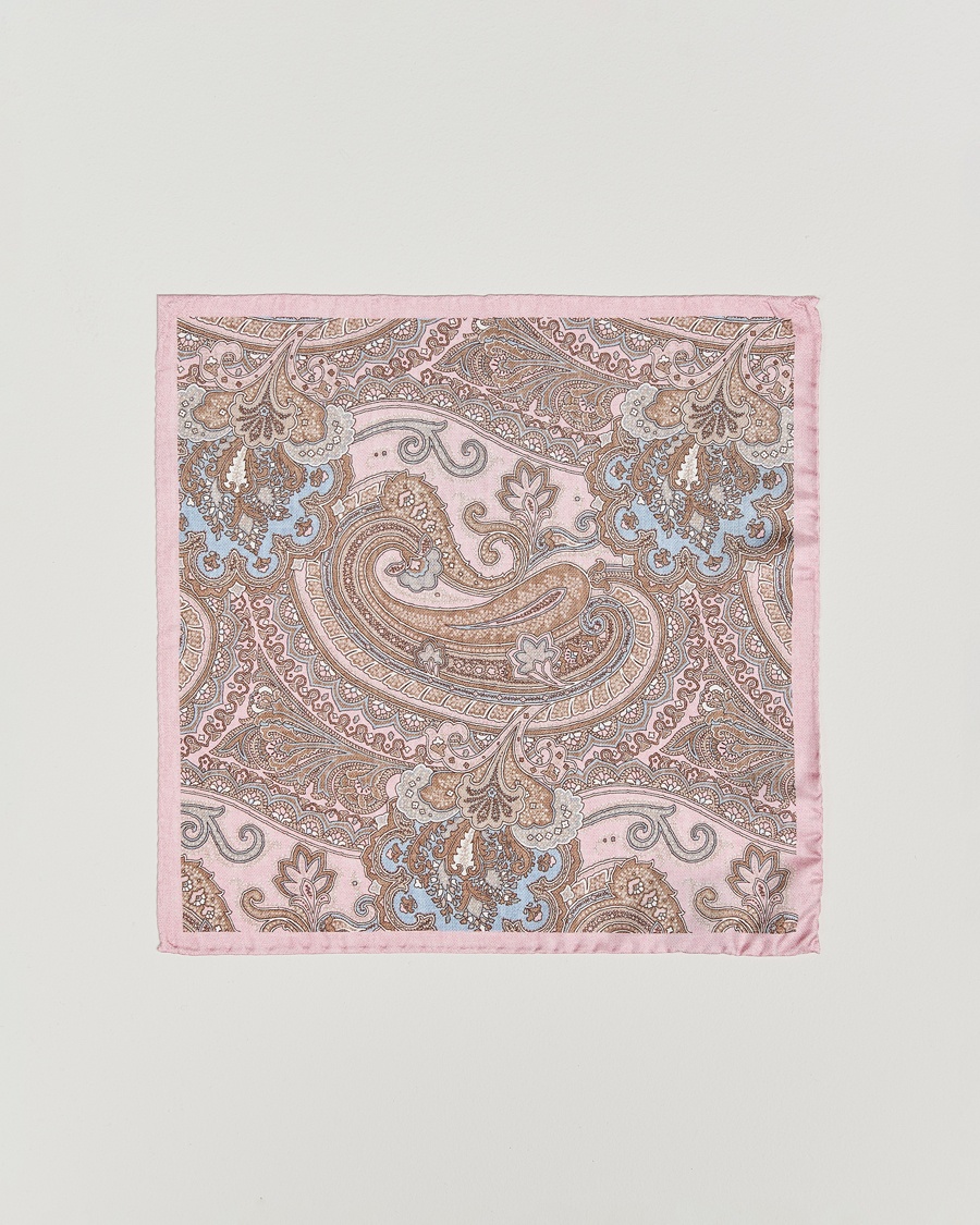 Herre | Lommetørklær | Amanda Christensen | Silk Twill Large Paisley Pocket Square Pink