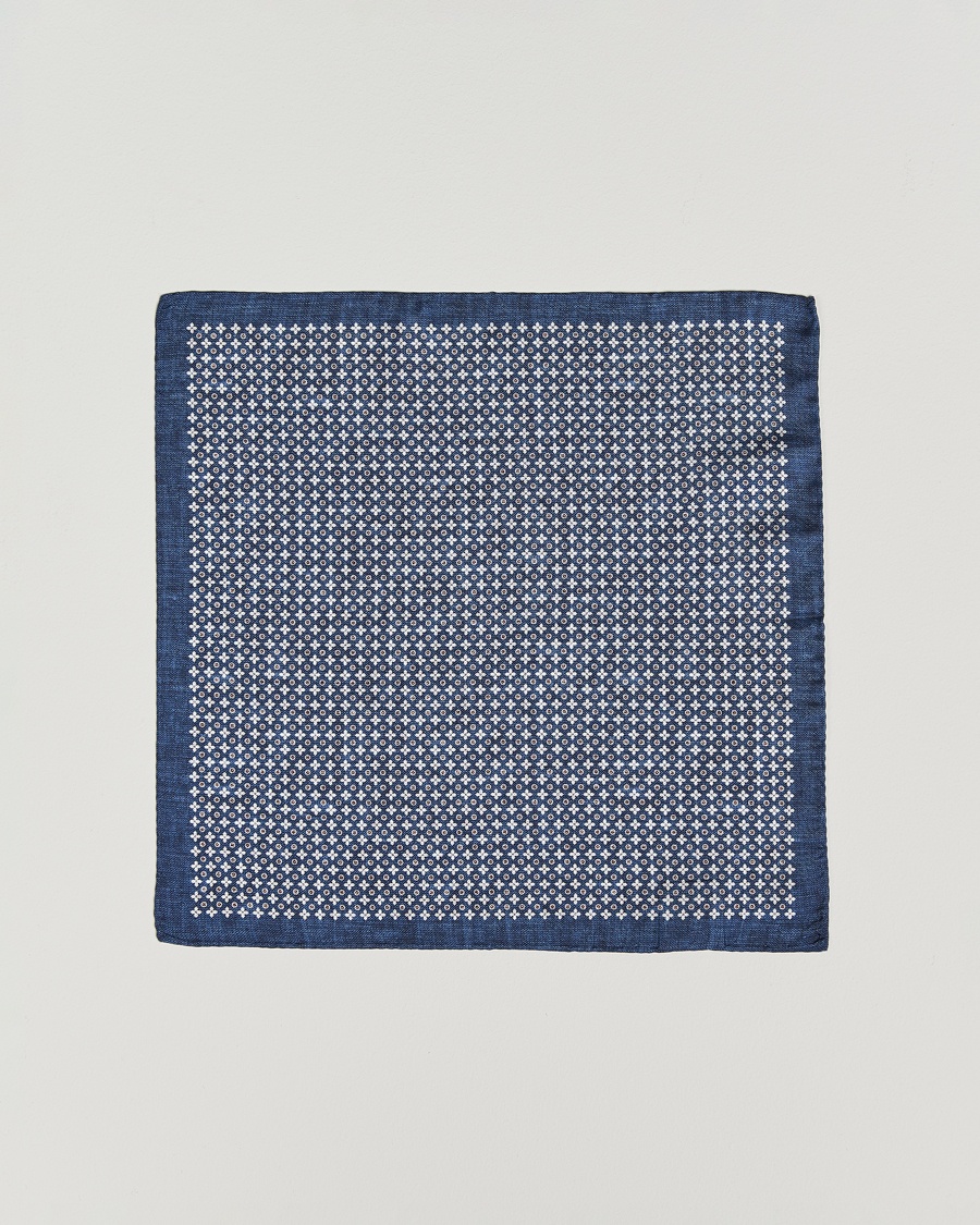 Herre | Lommetørklær | Amanda Christensen | Silk Twill Printed Flower Pocket Square Navy