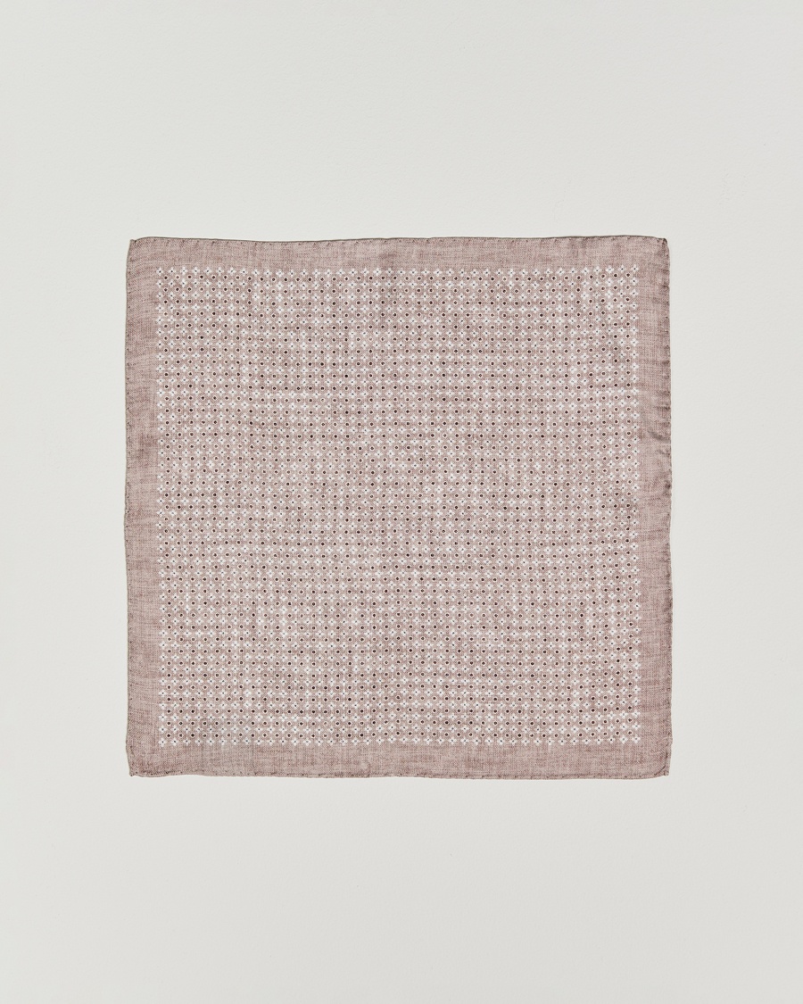 Herre | Lommetørklær | Amanda Christensen | Silk Twill Printed Flower Pocket Square Sand