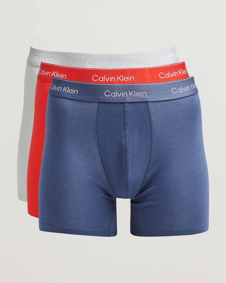 Herre | Calvin Klein | Calvin Klein | 3-Pack Icon Cotton Stretch Boxer Brief Blue/Grey/Red