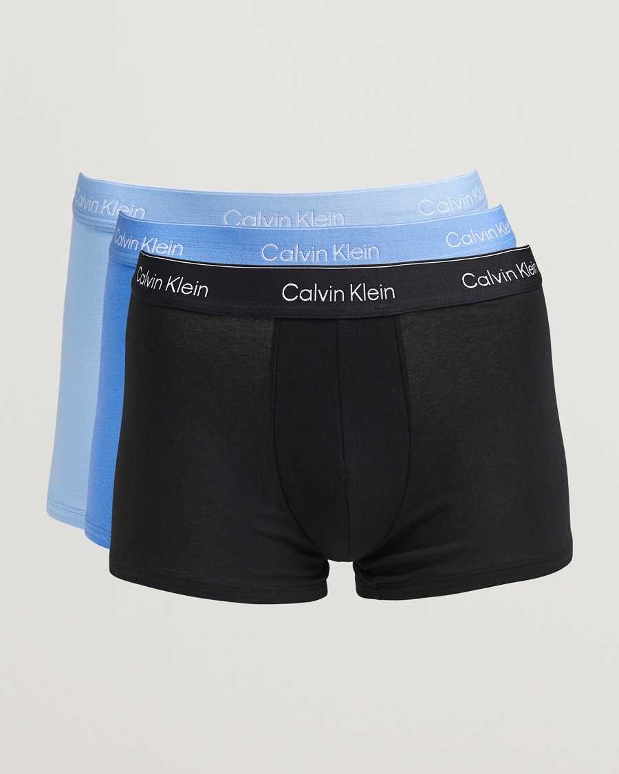 Herre | Calvin Klein | Calvin Klein | 3-Pack Icon Cotton Stretch Trunk Black/Blue/Light Blue