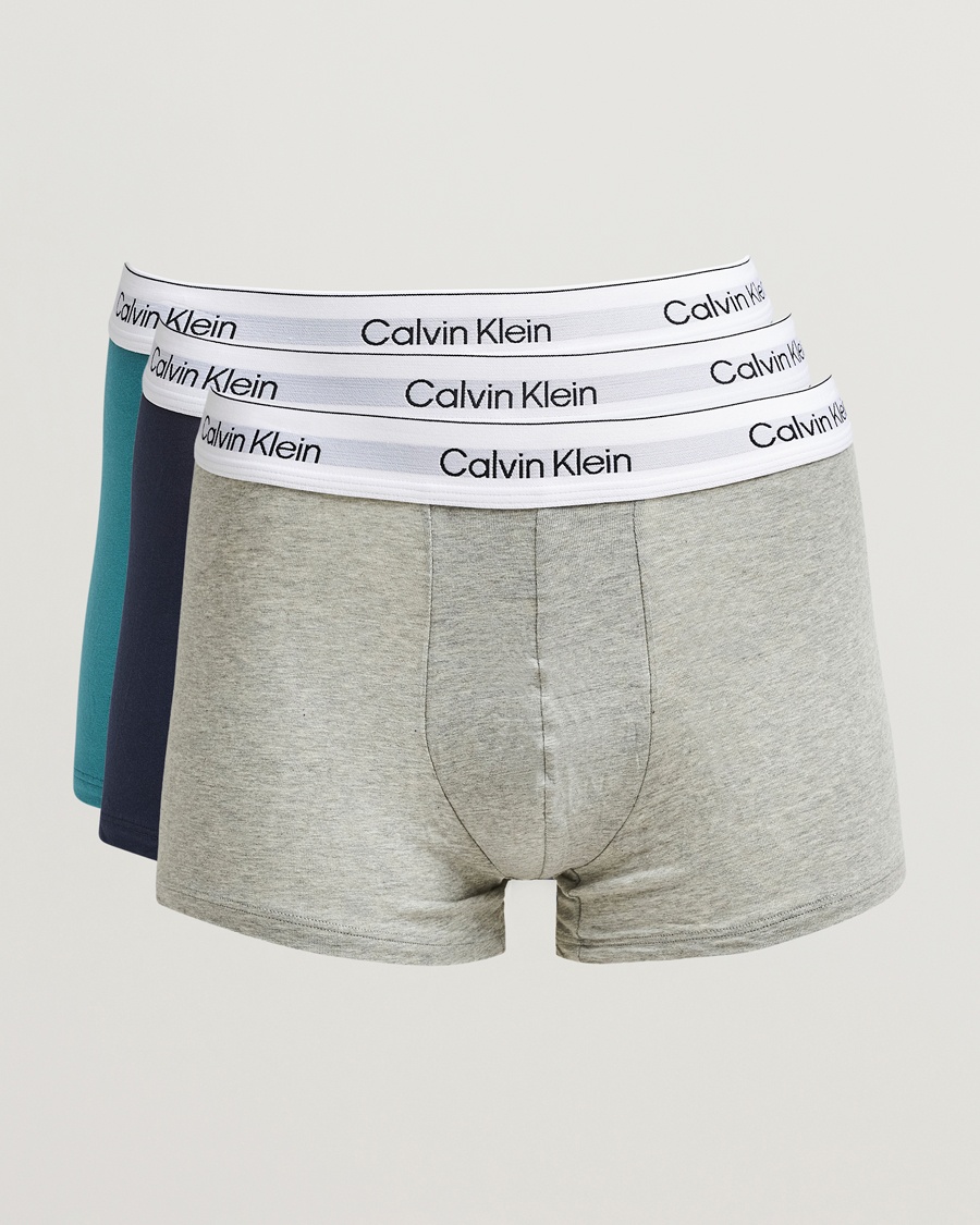 Herre | Calvin Klein | Calvin Klein | 3-Pack Icon Cotton Stretch Low Rise Trunk Blue/Grey/Green
