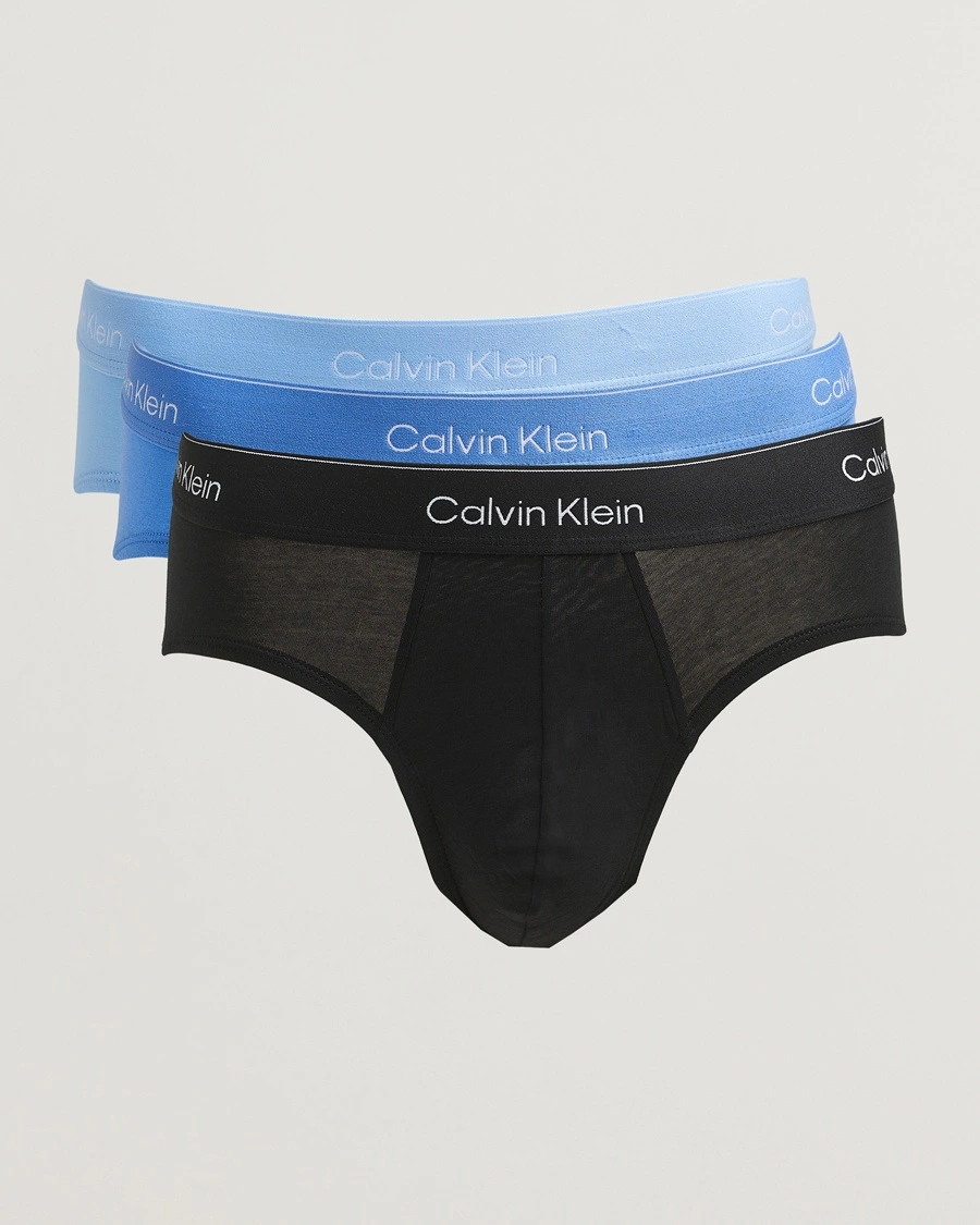 Herre | Calvin Klein | Calvin Klein | 3-Pack Icon Cotton Stretch Hip Brief Black/Blue/Light Blue