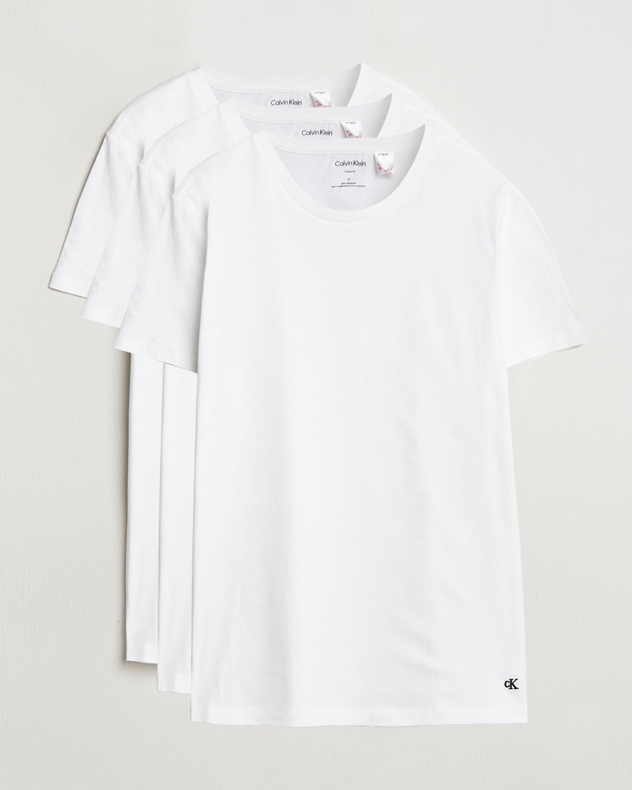 Herre | Calvin Klein | Calvin Klein | 3-Pack Cotton Crew Neck T-Shirt White