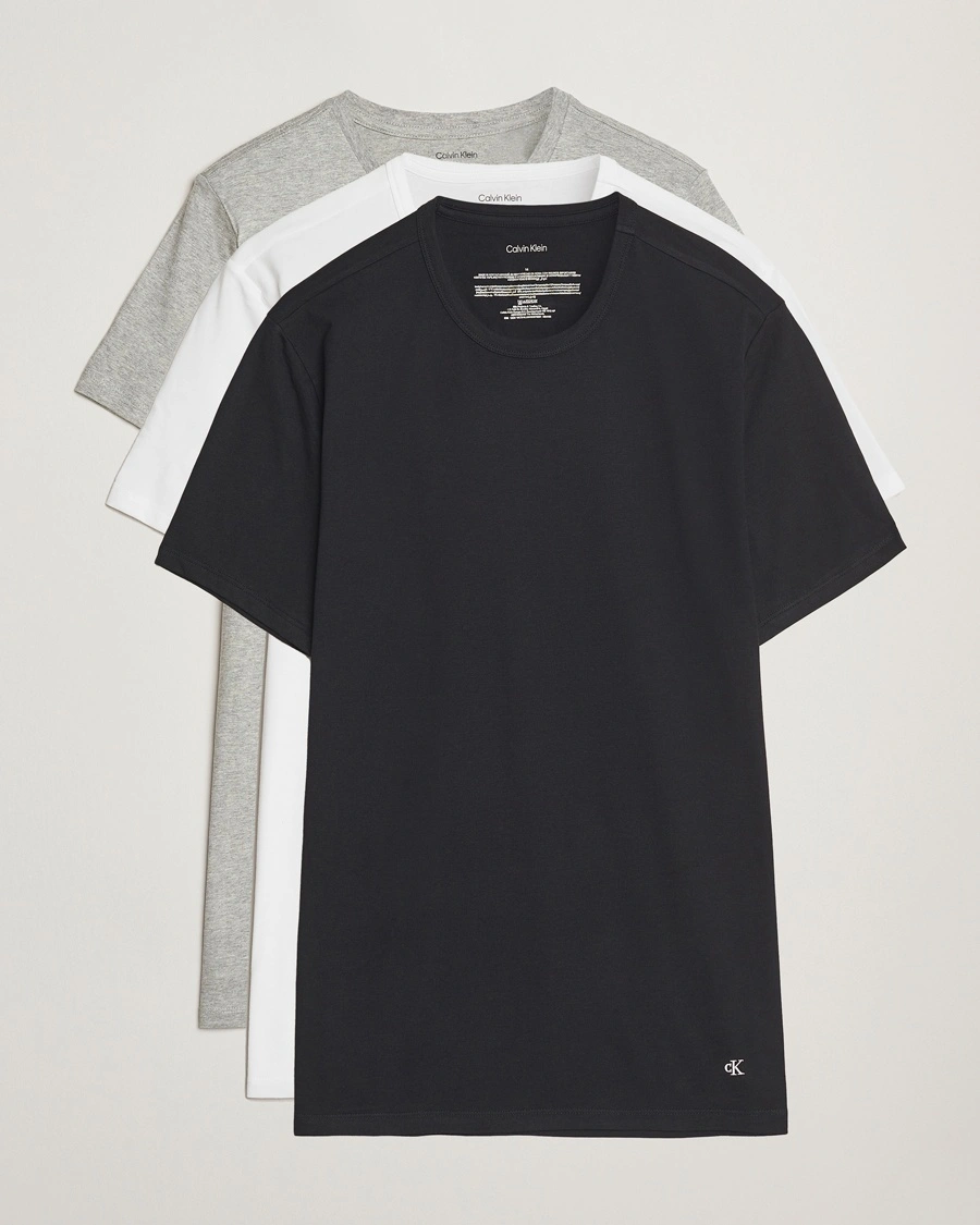 Herre | Calvin Klein | Calvin Klein | 3-Pack Cotton Stretch Crew Neck T-Shirt White/Black/Grey