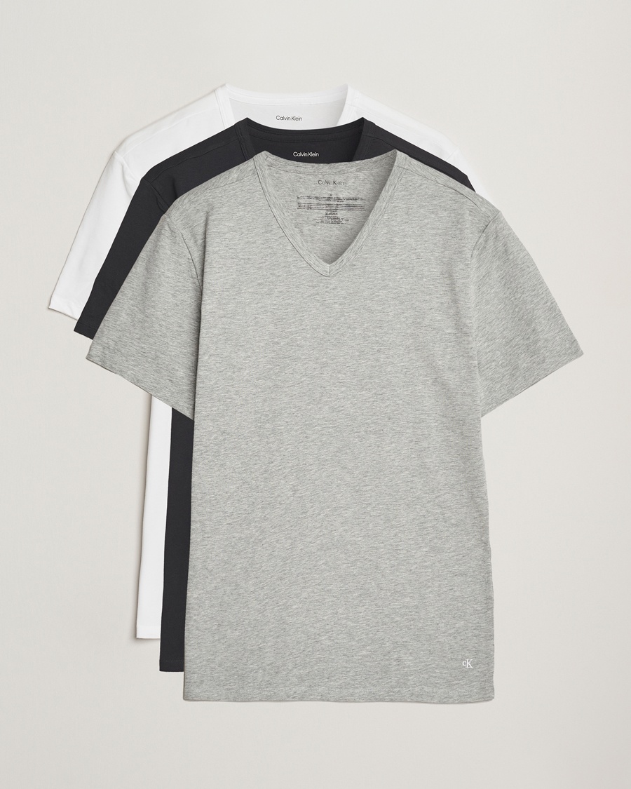 Herre | Calvin Klein | Calvin Klein | 3-Pack Cotton Stretch V-Neck T-Shirt White/Black/Grey