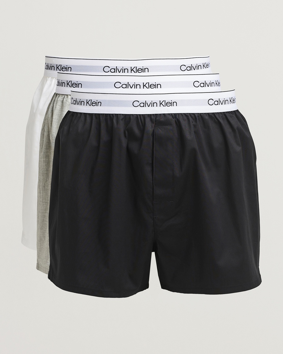 Calvin Klein 3-Pack Cotton Boxer Shorts White/Black/Grey – Flerfarget