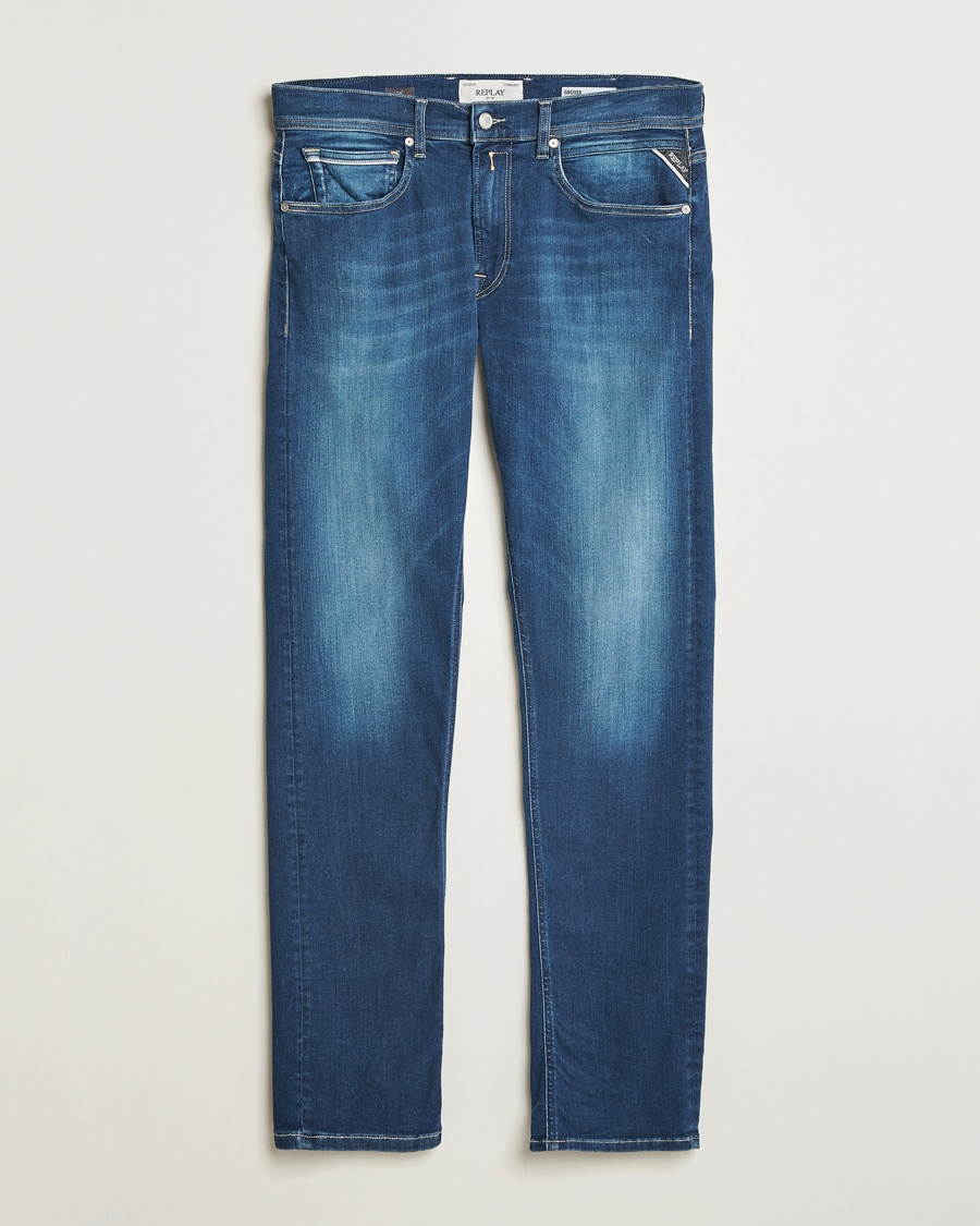 Herre | Tapered fit | Replay | Grover Straight Fit Hyperflex Jeans Medium Blue