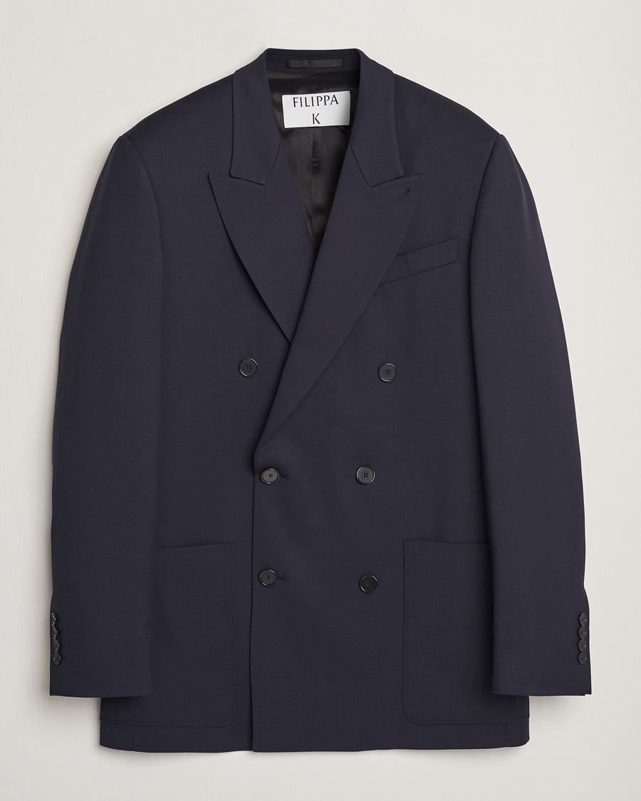 Herre | Ullblazer | Filippa K | Patch Pocket Double Breasted Blazer Navy